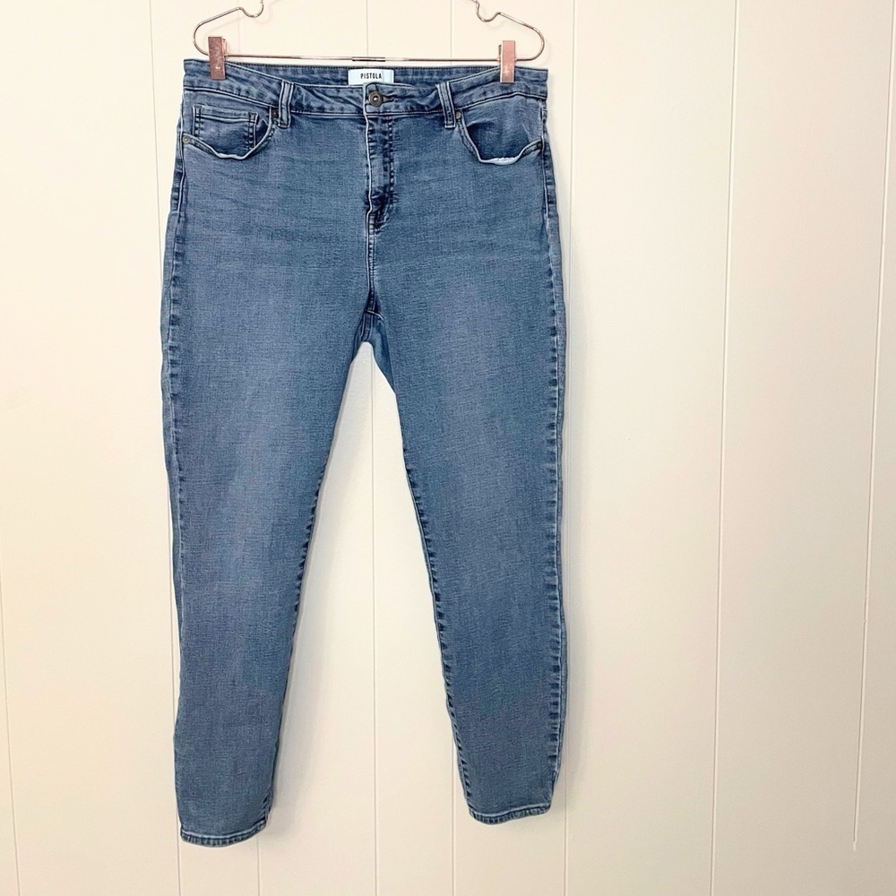 Pistola High Rise Ankle Skinny Jeans Blue Size 33 Stretch Denim Clean Girl Style